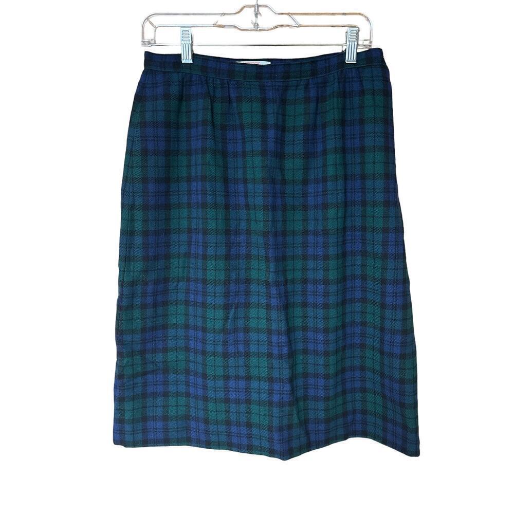 Pendleton‎ Vintage 70s Black Watch Tartan Plaid A-Line School Academia Skirt